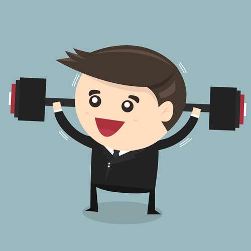 Businessman Lifting Weights