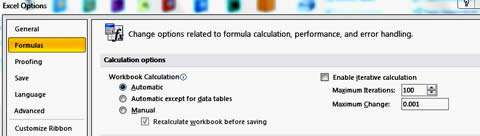 Allow circular references in Microsoft Excel