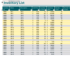 Excel Templates - Inventory (Stock)
