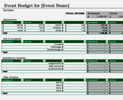 Event budget template in Excel