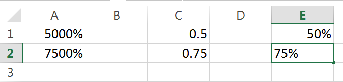 Setting cells to a percentage in Excel