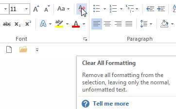 Clear all formatting in Microsoft Word