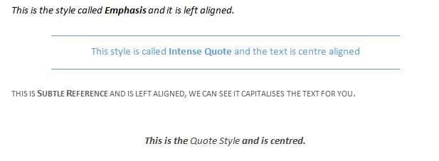 Different formatting styles in Word