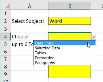 Dropdown list in Excel