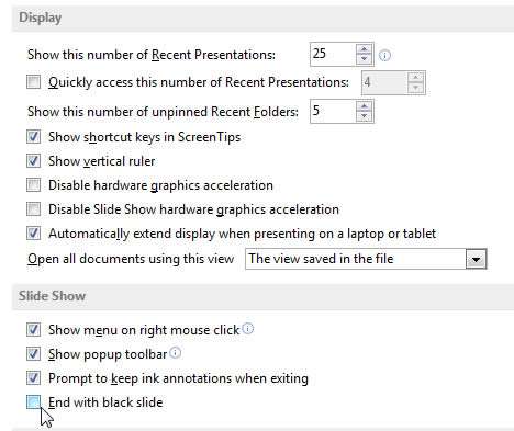 End with a blank slide in PowerPoint