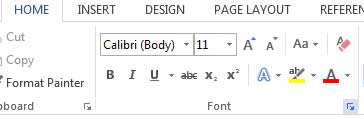 Font group in Word