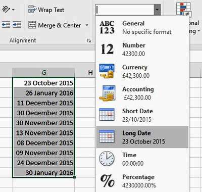 Formatting Cells in Excel