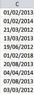 Formatting dates column