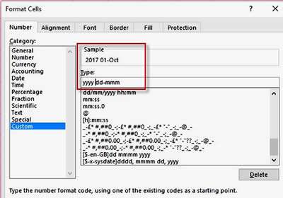 Formatting date options in Excel