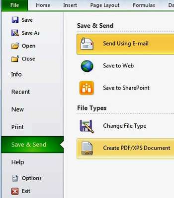 Save as PDF in Excel