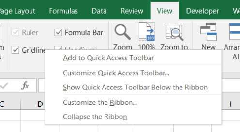 Quick access toolbar