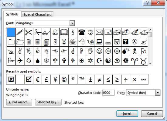 Special characters in Microsoft Word