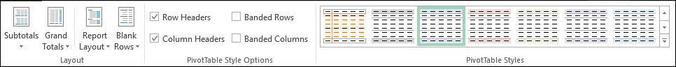 Design tab in Excel