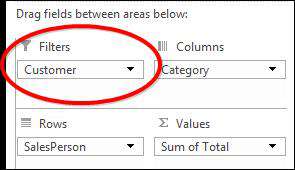 Filter section in Excel