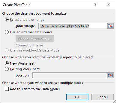 Insert Pivot Table dialog