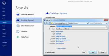 Saving to the Cloud in Office 2013