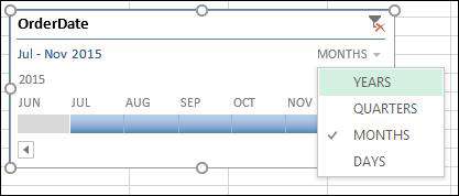 Timeline settings in Excel