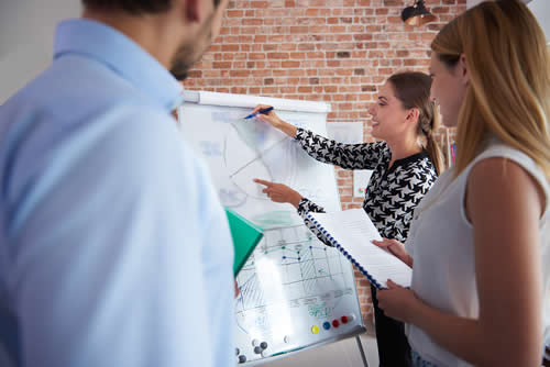 Project management team in action