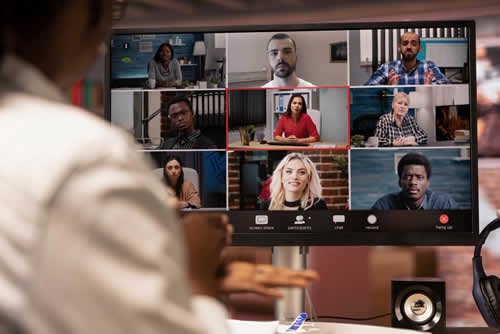 Diverse people in an online meeting